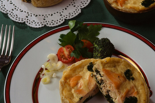 Quiches met spinazie en zalm