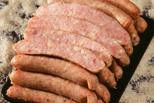 Kaas/ham vlees-rijst-barbecue worstjes