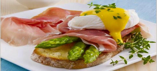 Eggs benedict met Parmaham