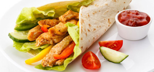 Kalkoenreepjes in tacoschelp