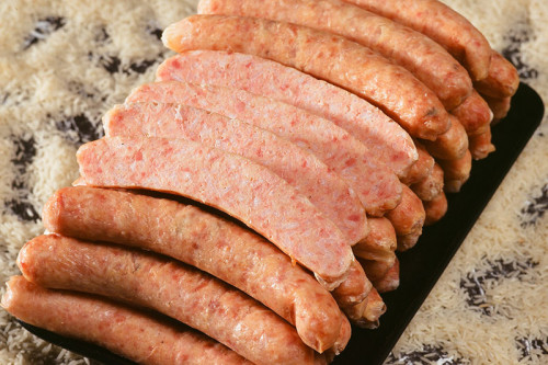 Ui/paprika vlees-rijst-barbecue worstjes