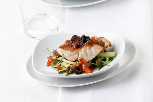 Roodbaarsfilet met courgettespaghetti