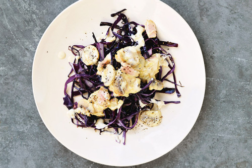 ‘Pasta’ van koolstronk met champignons à la crème