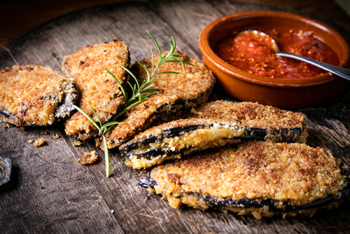 Gevulde aubergineschnitzels
